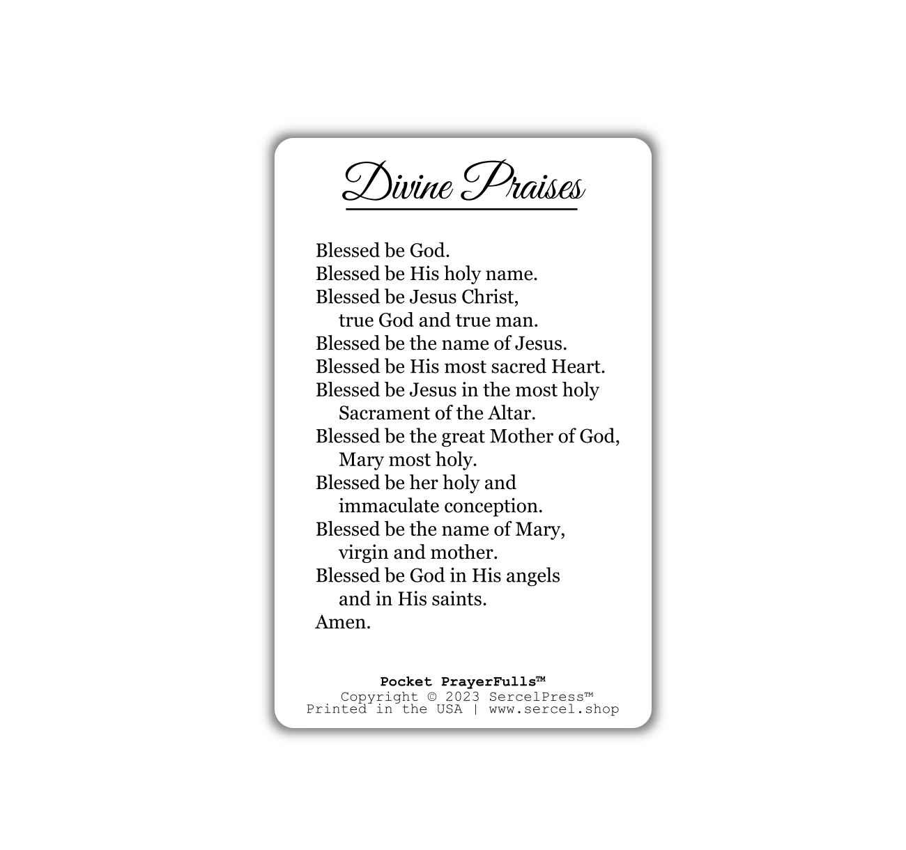 Divine Praises: Pocket PrayerFulls™ | Durable Wallet Prayer Cards | Catholic Prayers