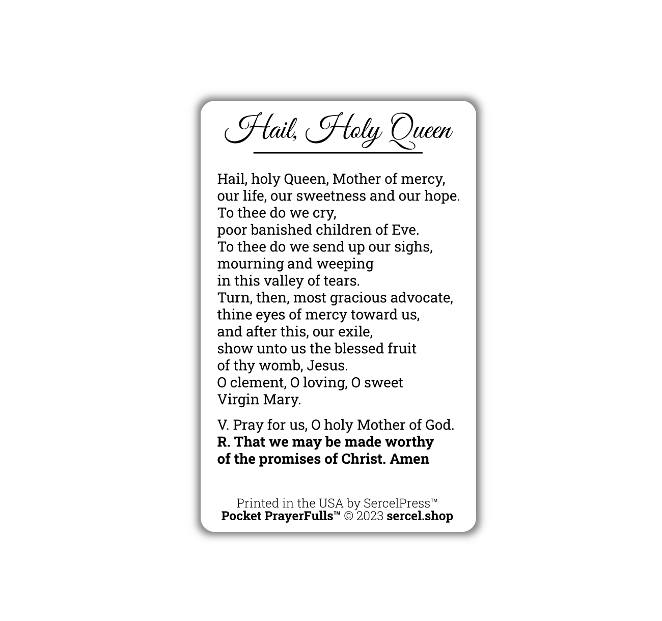 Hail, Holy Queen: Pocket PrayerFulls™ | Durable Wallet Prayer Cards | Catholic Prayers