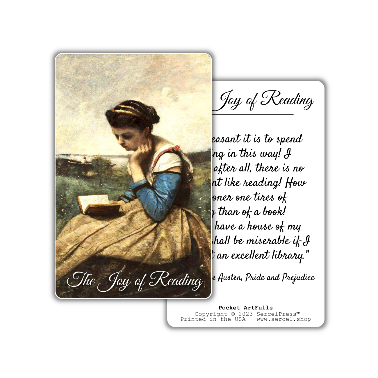 Jane Austen, Pride and Prejudice: The Joy of Reading | Durable Art Cards for Wallet, Pocket, Bookmark
