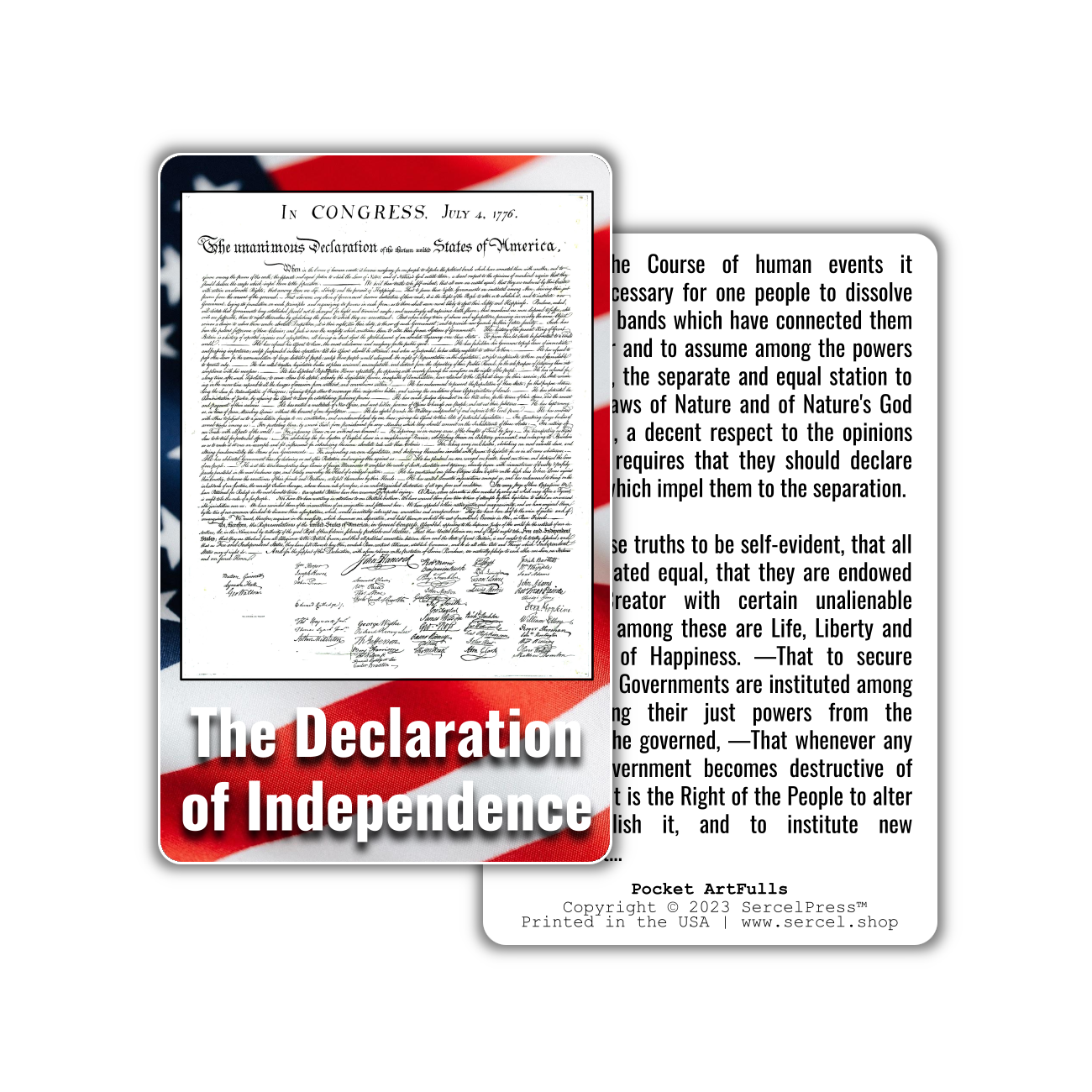 Declaration of Independence | Durable Wallet Patriotic Card | 4th of July | Independence Day | United States of America