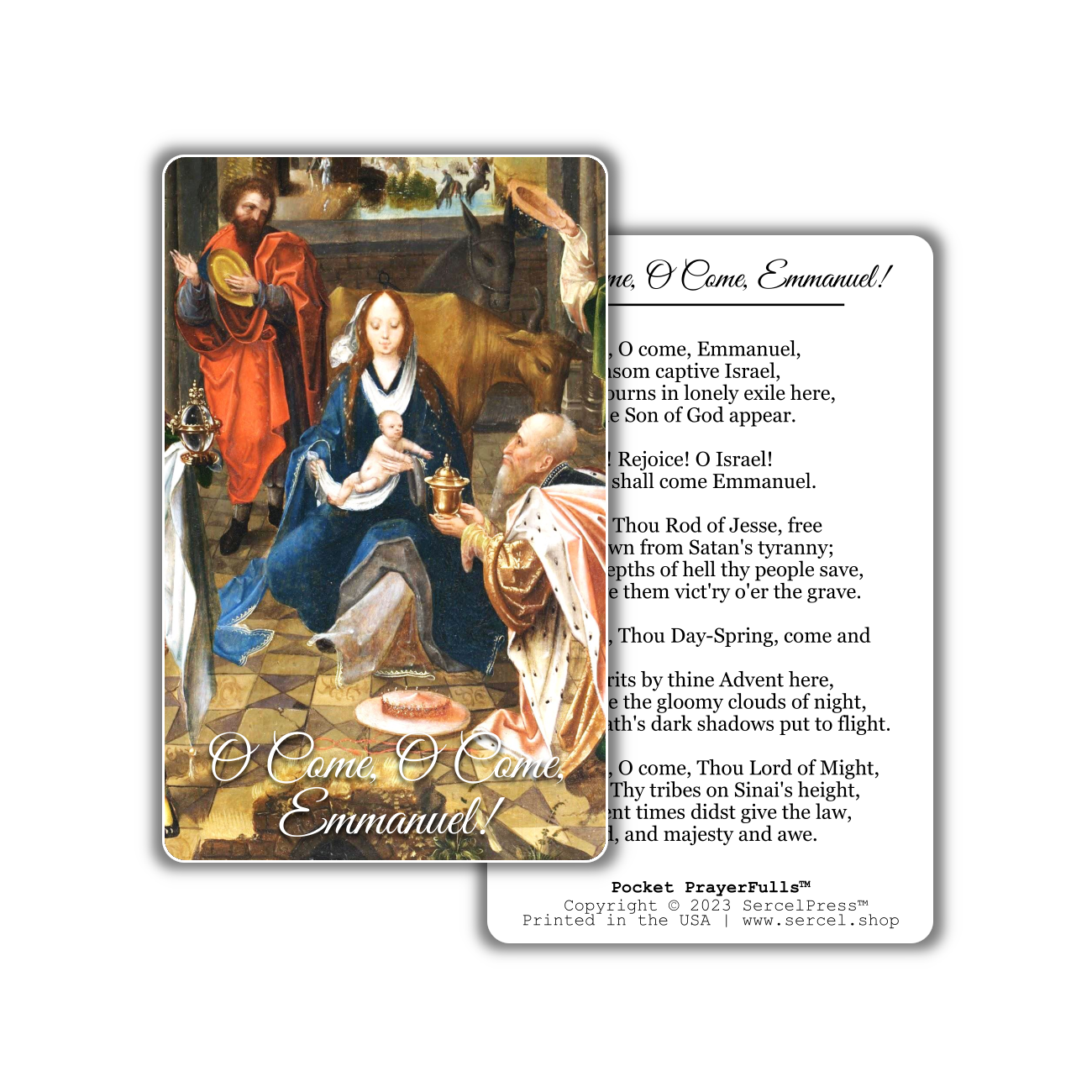 O Come, O Come, Emmanuel: Pocket PrayerFulls™ | Durable Wallet Prayer Cards | Advent, Christmas, Nativity Gift | Catholic Hymns