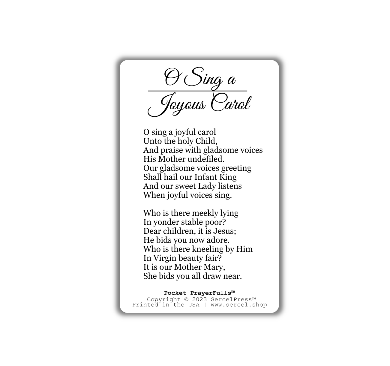 O Sing a Joyous Carol: Pocket PrayerFulls™ | Durable Wallet Prayer Cards | Advent, Christmas, Nativity Gift | Catholic Hymns