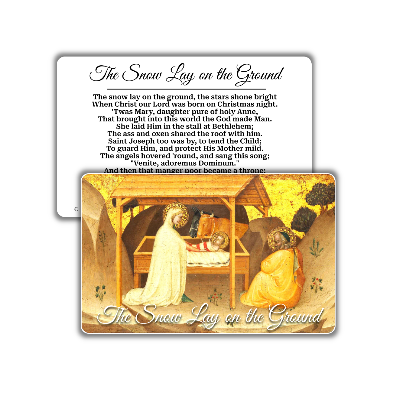 The Snow Lay on the Ground: Pocket PrayerFulls™ | Durable Wallet Prayer Cards | Advent, Christmas, Nativity Gift | Catholic Hymns