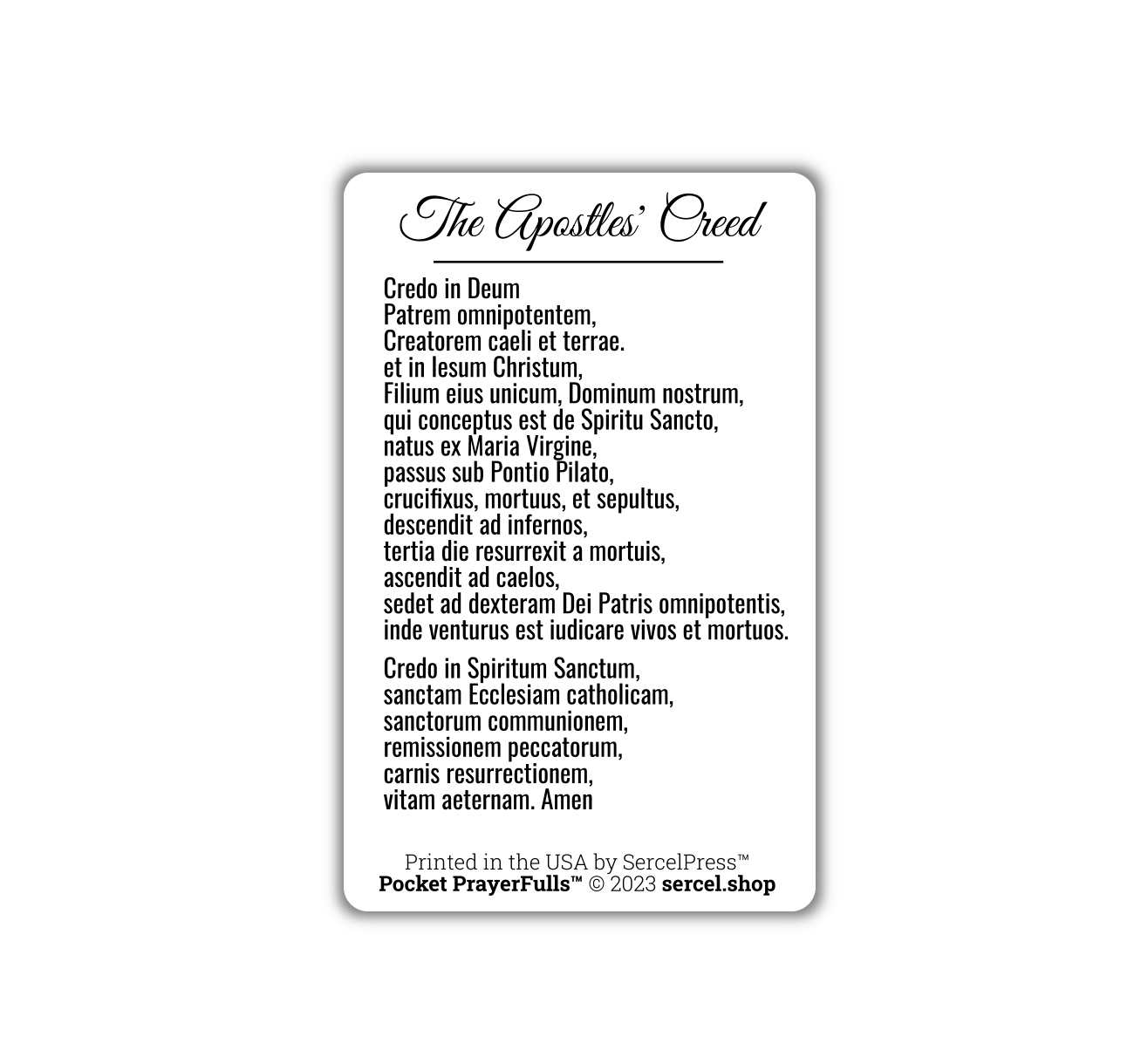 The Apostles' Creed in Latin / Credo in Deum: Pocket PrayerFulls™ | Durable Wallet Prayer Cards | Catholic Prayers