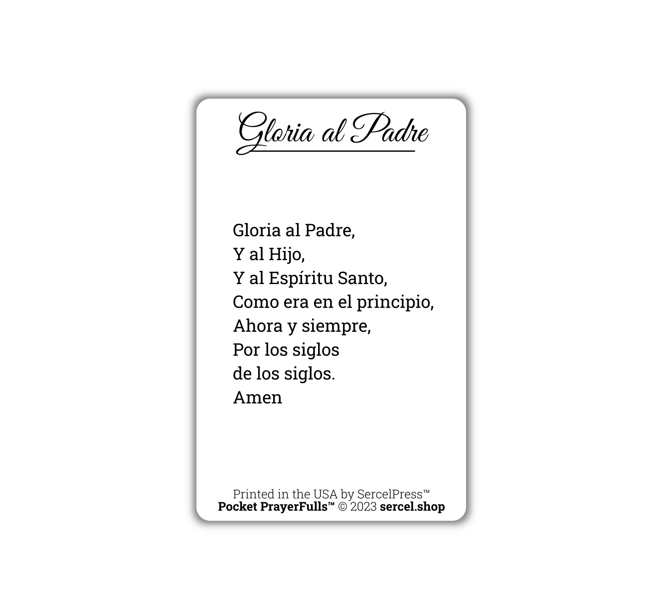 Glory Be in Spanish / Gloria al Padre: Pocket PrayerFulls™ | Durable Wallet Prayer Cards | Catholic Prayers
