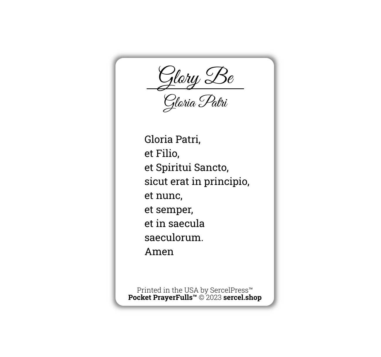 Glory Be in Latin / Gloria Patri: Pocket PrayerFulls™ | Durable Wallet Prayer Cards | Catholic Prayers