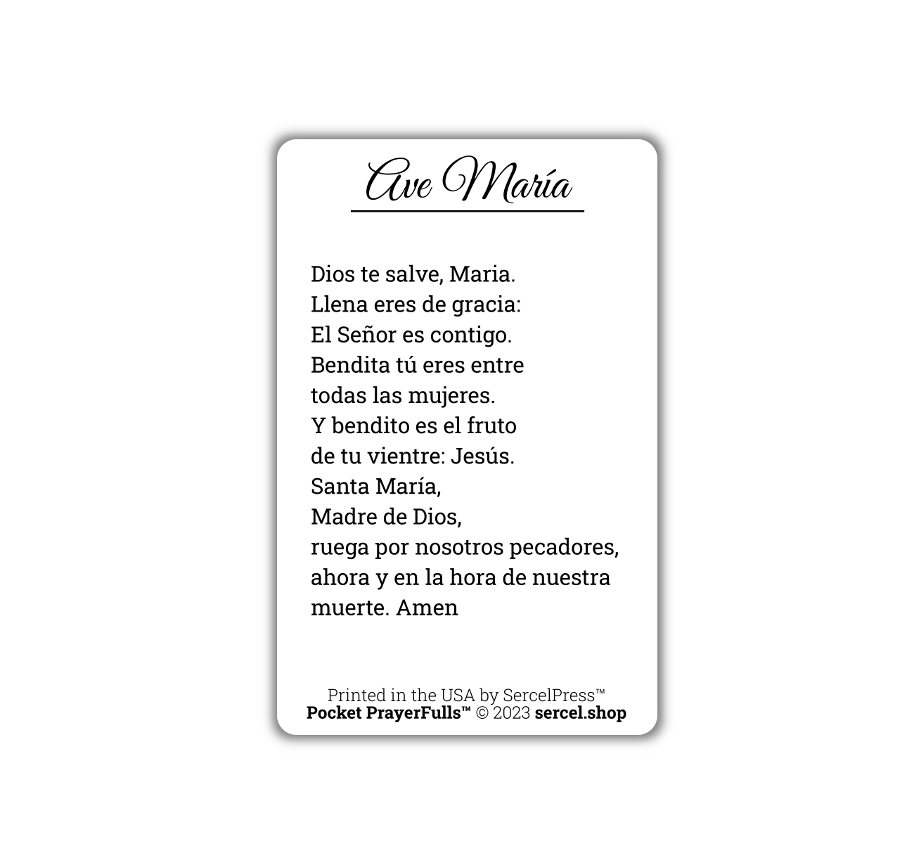 Hail Mary in Spanish / Ave Maria: Pocket PrayerFulls™ | Durable Wallet Prayer Cards | Catholic Prayers