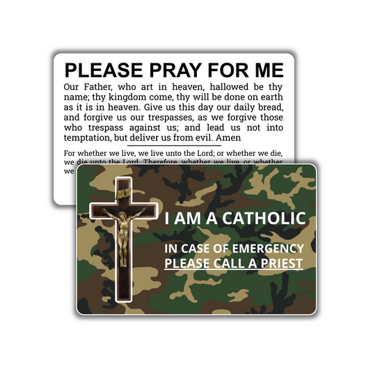 I Am a Catholic - In Case of Emergency for MILITARY, POLICE, HUNTERS, Camouflage: Pocket PrayerFulls™ | Durable Wallet Prayer Cards