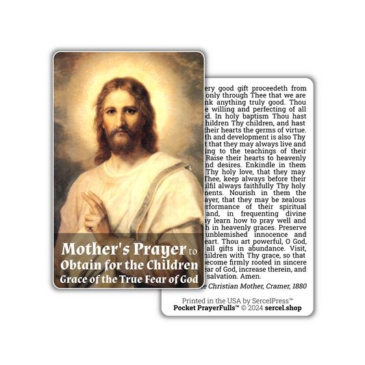 Mother's Prayer to Obtain for Children Grace of the True Fear of God: Pocket PrayerFulls™ | Durable Wallet Prayer Cards | Catholic Prayers