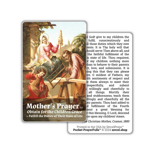 Mother's Prayer for Grace to Fulfill the Duties of their State of Life: Pocket PrayerFulls™ | Durable Wallet Prayer Cards | Catholic Prayers