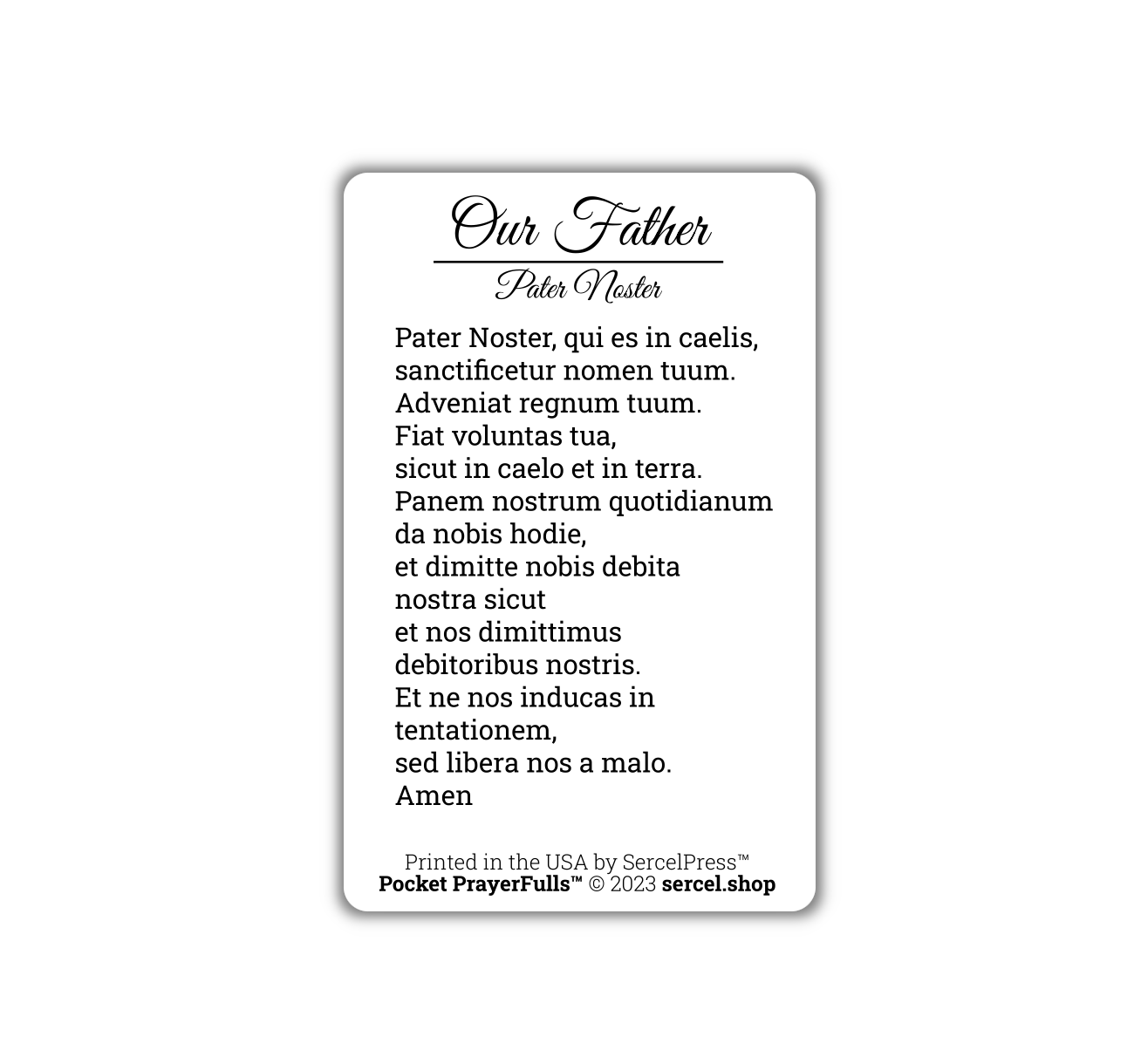 Our Father in Latin / Pater Noster: Pocket PrayerFulls™ | Durable Wallet Prayer Cards | Catholic Prayers