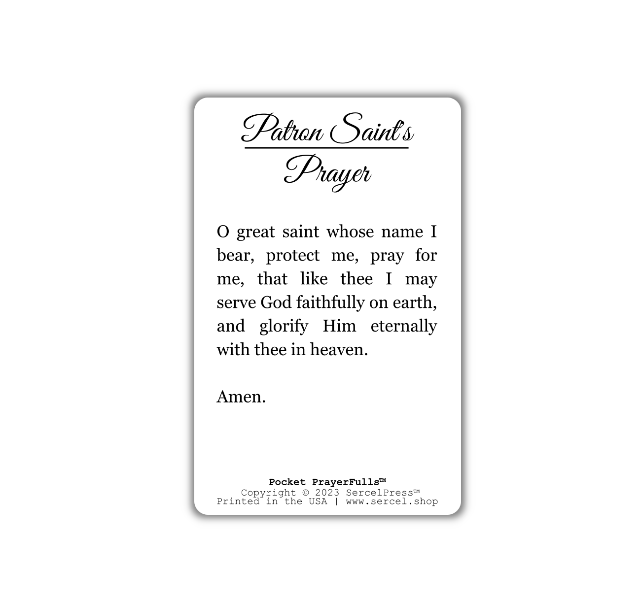 Patron Saint's Prayer: Pocket PrayerFulls™ | Durable Wallet Prayer Cards | Catholic Prayers