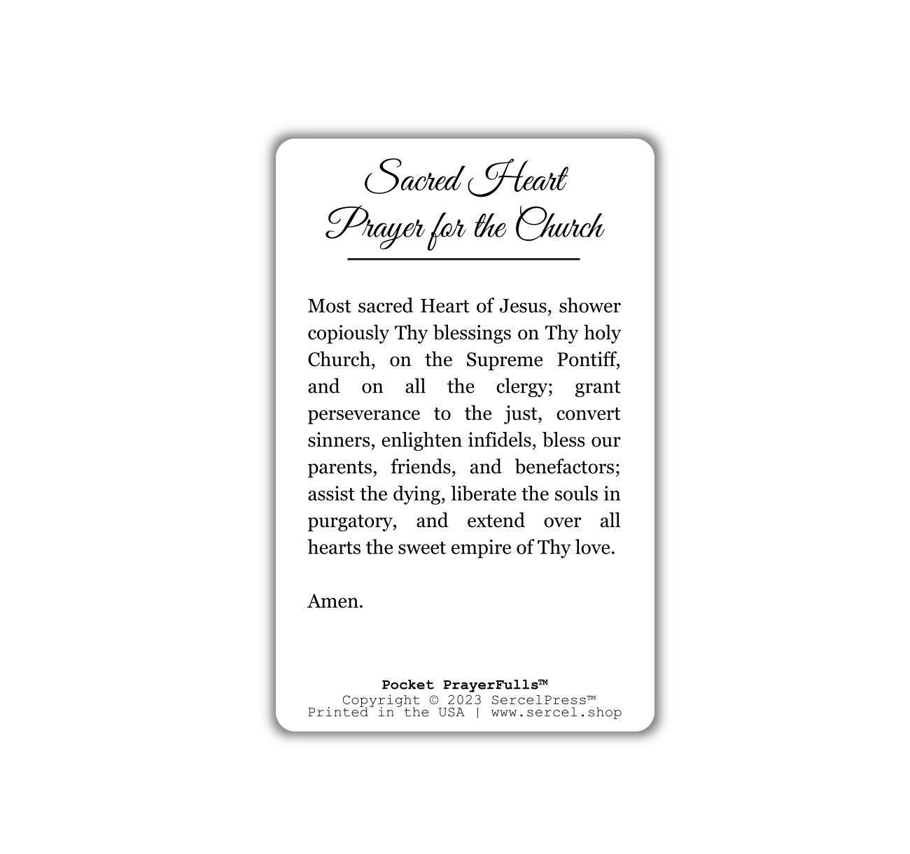 Sacred Heart Prayer for the Church: Pocket PrayerFulls™ | Durable Wallet Prayer Cards | Catholic Prayers