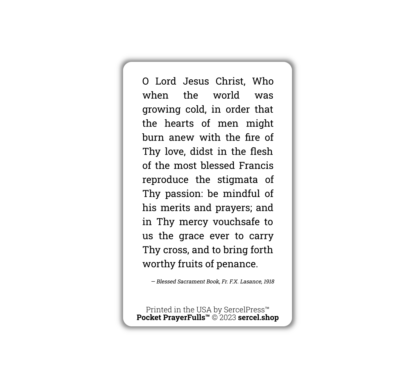 Sacred Stigmata of St. Francis of Assisi: Pocket PrayerFulls™ | Durable Wallet Holy Cards | Catholic Prayers