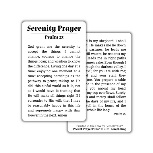 Serenity Prayer / Psalm 23: Pocket PrayerFulls™ | Durable Wallet Prayer Cards | Scripture | Prayers