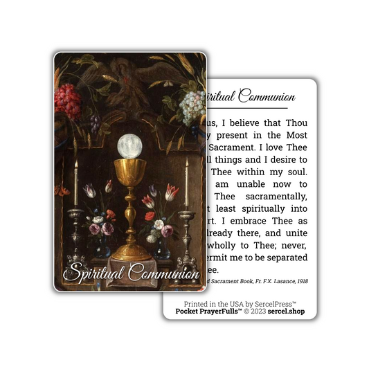 Spiritual Communion: Pocket PrayerFulls™ | Durable Wallet Prayer Cards | Catholic Prayers
