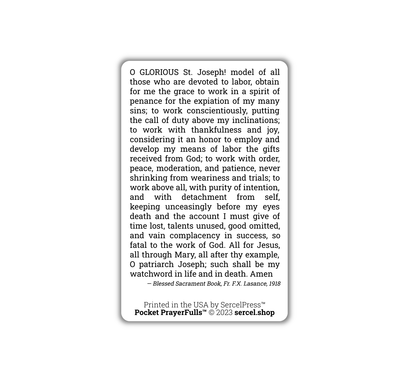 Saint Joseph the Worker: Pocket PrayerFulls™ | Durable Wallet Holy Cards | Catholic Saints