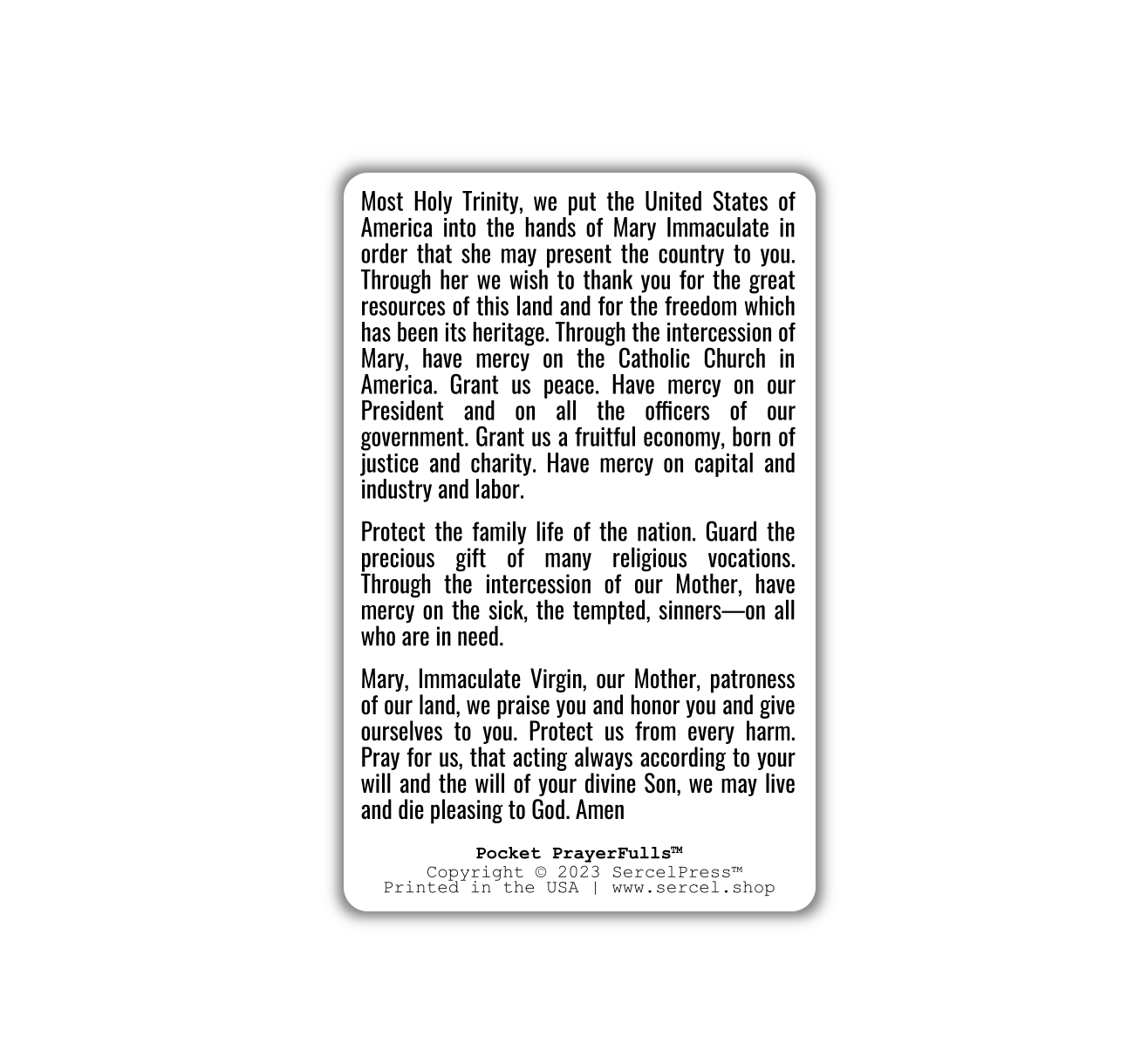Prayer for the USA | Durable Wallet Prayer Card | 4th of July | Independence Day | United States of America