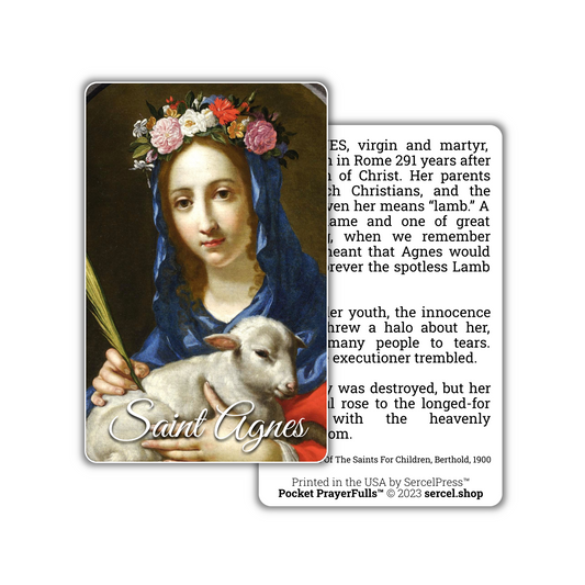 Saint Agnes: Pocket PrayerFulls™ | Durable Wallet Holy Cards | Catholic Saints