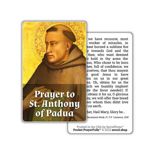 St. Anthony of Padua Prayer: Pocket PrayerFulls™ | Durable Wallet Prayer Cards | Catholic Saints | Catholic Prayers