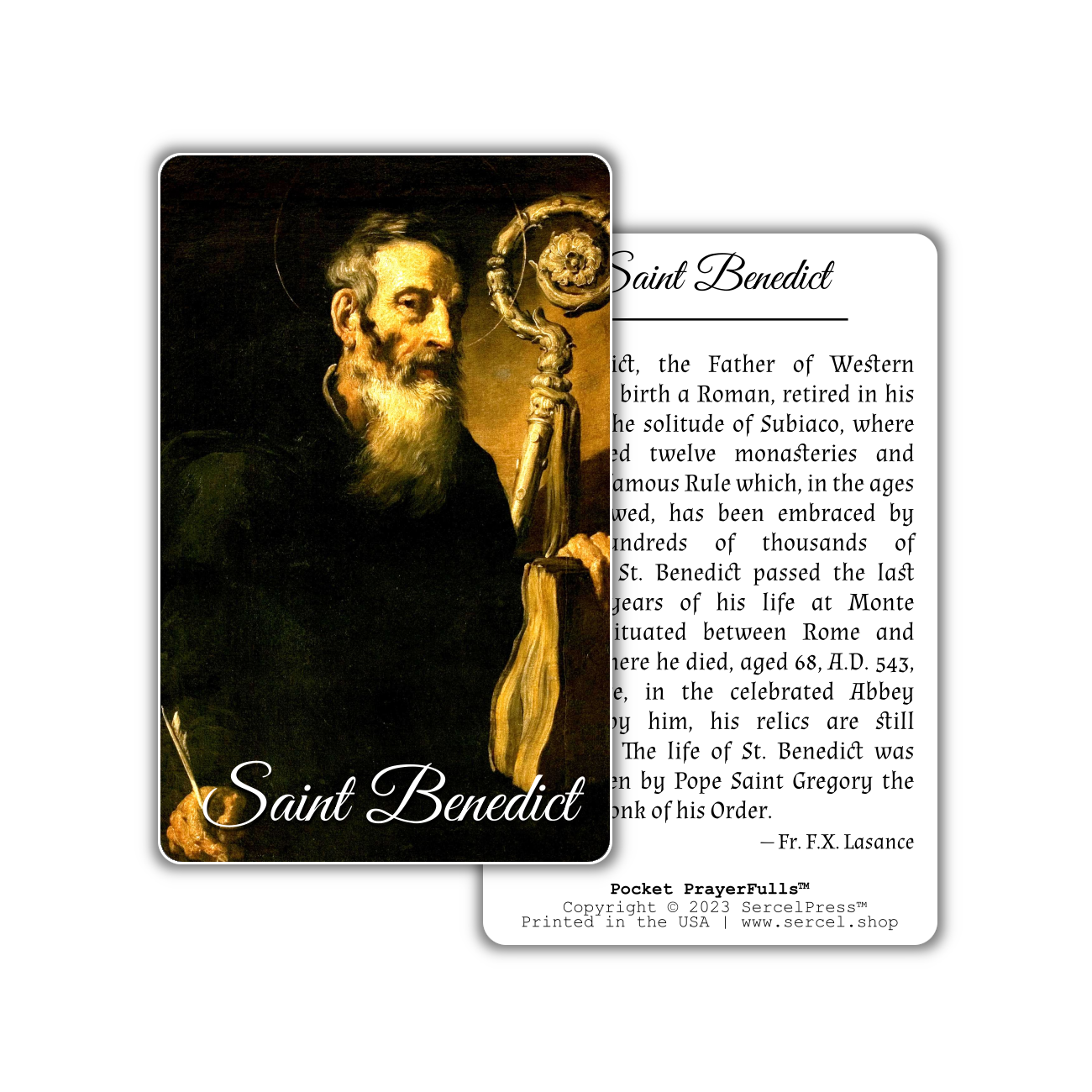 Saint Benedict: Pocket PrayerFulls™ | Durable Wallet Holy Cards | Catholic Saints