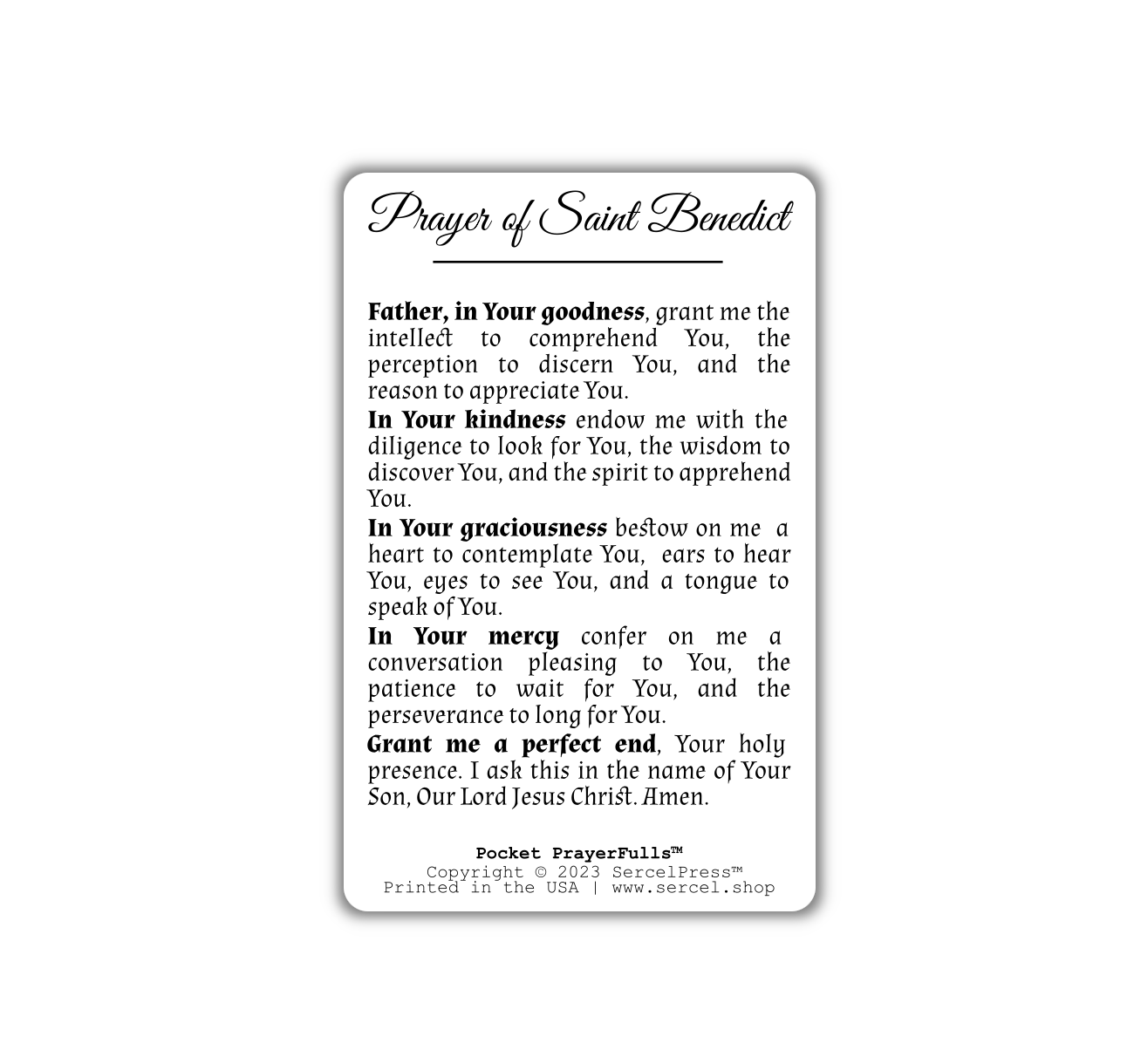 Prayer of Saint Benedict: Pocket PrayerFulls™ | Durable Wallet Prayer Cards | Catholic Prayers