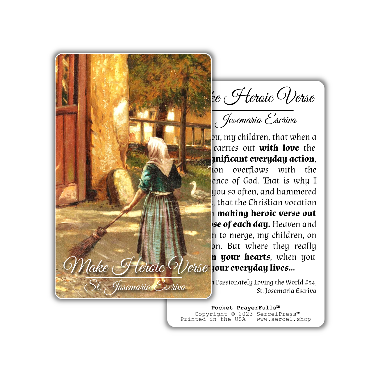 St. Josemaria Escriva, Make Heroic Verse: Pocket PrayerFulls™ | Durable Wallet Prayer Cards | Catholic Saints