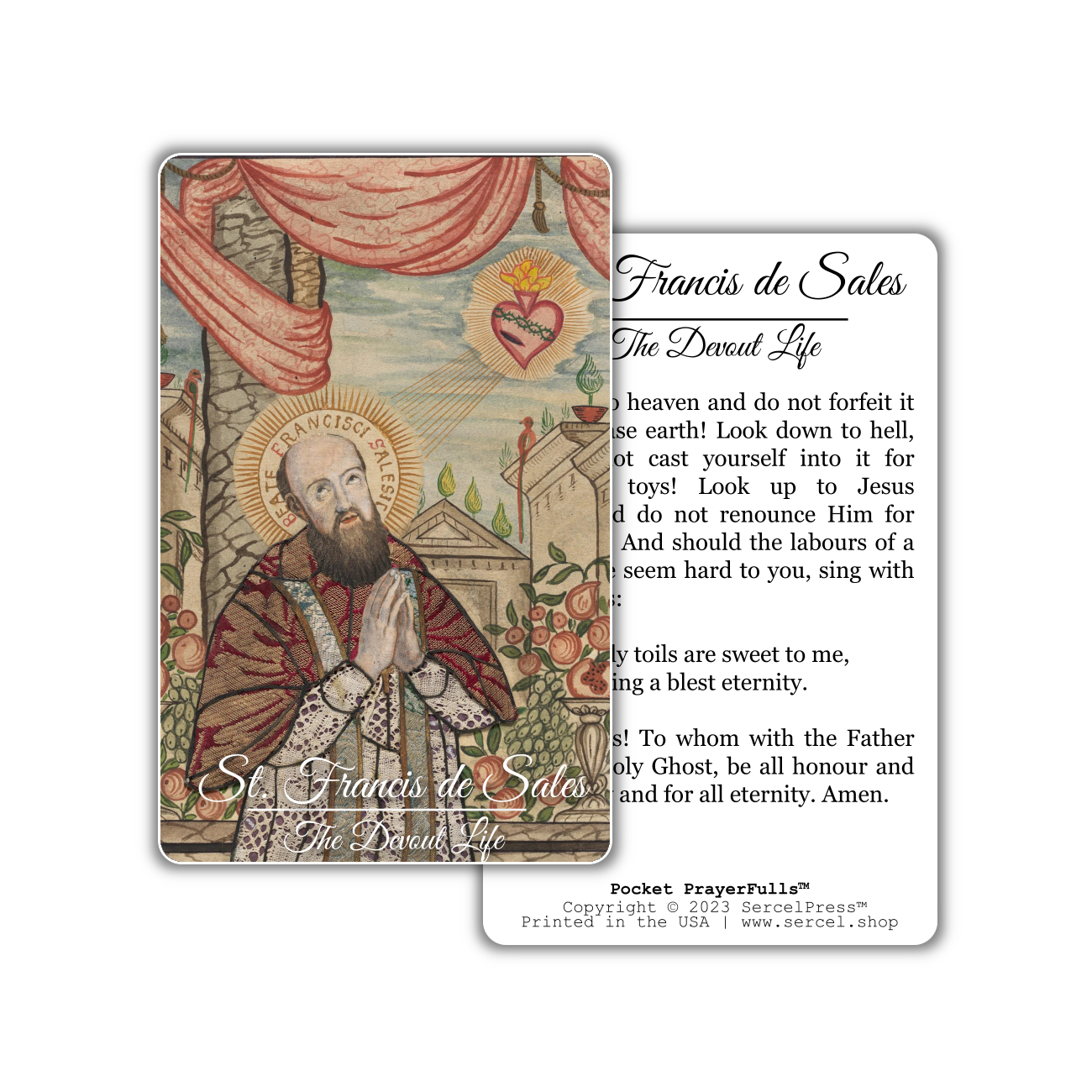 St. Francis de Sales, The Devout Life: Pocket PrayerFulls™ | Durable Wallet Holy Cards | Catholic Saints
