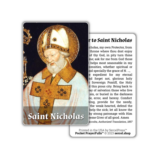 Saint Nicholas: Pocket PrayerFulls™ | Durable Wallet Holy Cards | Catholic Saints | Christmas
