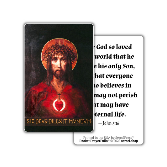 For God So Loved The World / Sacred Heart, John 3:16: Pocket PrayerFulls™ | Durable Wallet Prayer Cards | Holy Bible | Scripture