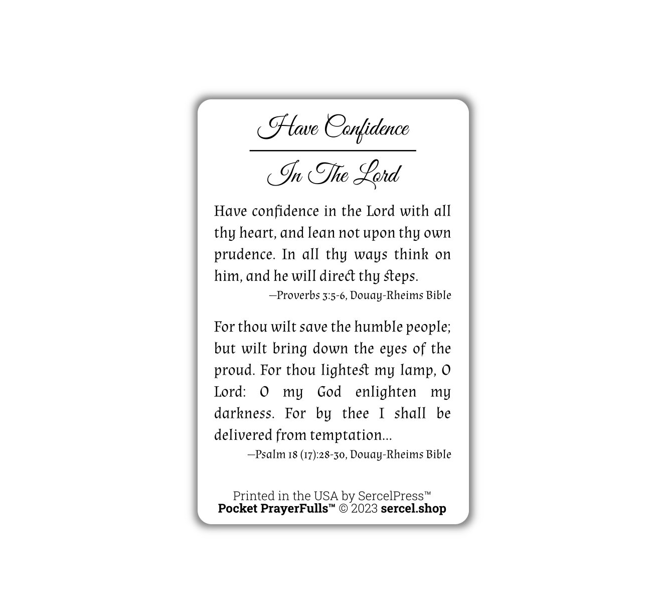 Have Confidence In The Lord, Proverbs 3: Pocket PrayerFulls™ | Durable Wallet Prayer Cards | Holy Bible | Scripture