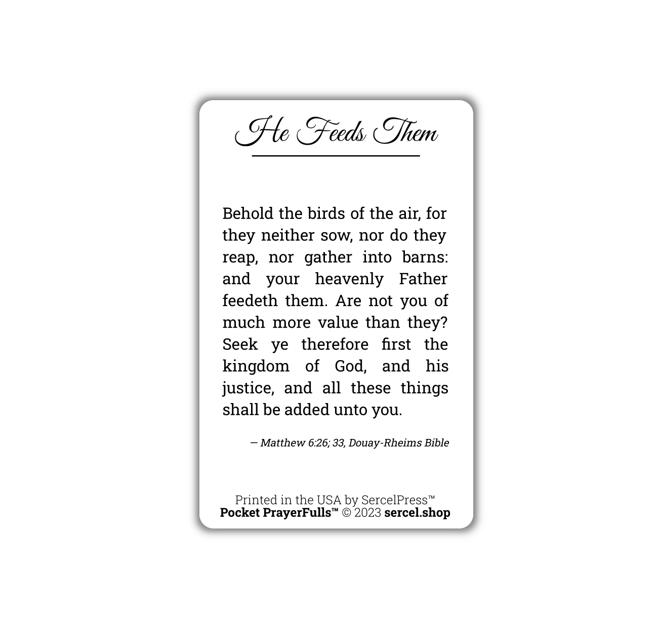 He Feeds Them, Matthew 6: Pocket PrayerFulls™ | Durable Wallet Prayer Cards | Holy Bible | Scripture