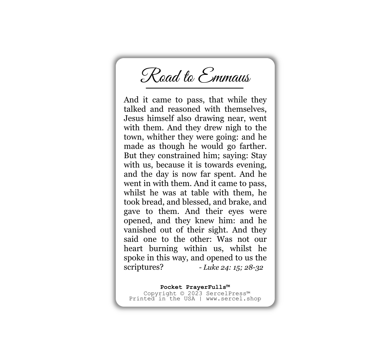 Road to Emmaus: Pocket PrayerFulls™ | Durable Wallet Prayer Cards
