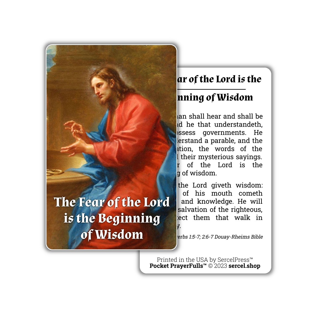 The Fear of the Lord is the Beginning of Wisdom, Proverbs 1: Pocket PrayerFulls™ | Durable Wallet Prayer Cards | Holy Bible | Scripture