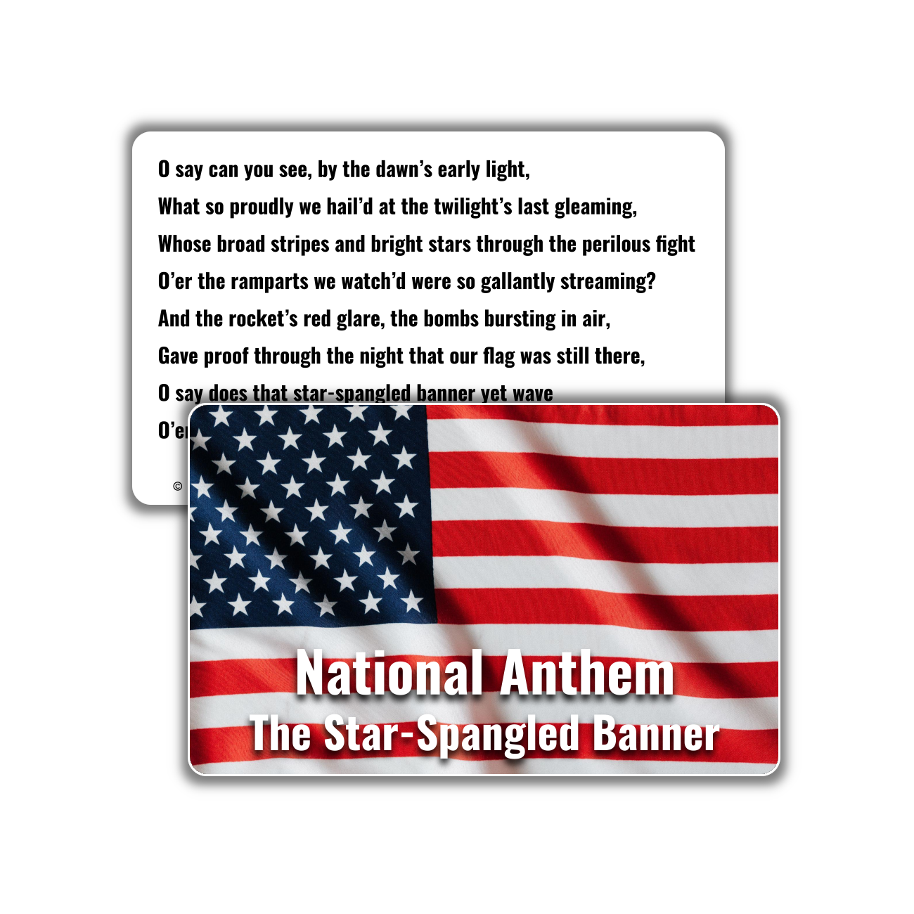 The National Anthem | The Star-Spangled Banner | Durable Wallet Patriot Card | 4th of July | Independence Day | United States of America